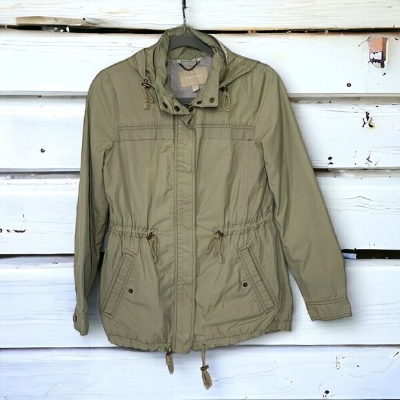 Banana Republic Lightweight Hooded Anorak Field Jacket Olive Nylon Size Small - Picture 1 of 8